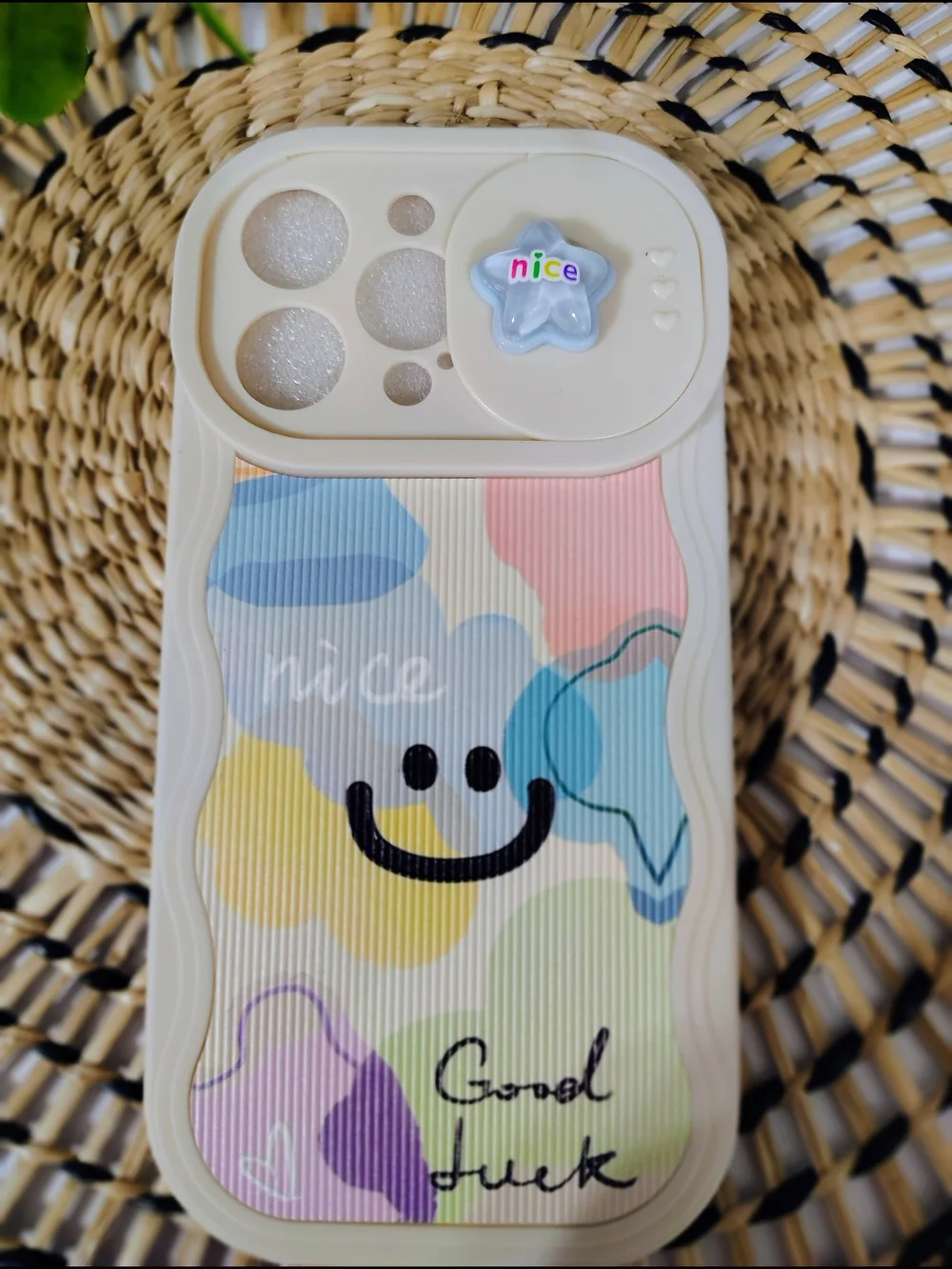 Cute Neutral Pastel 'Nice' Smiley IPhone 15 Pro Max Case